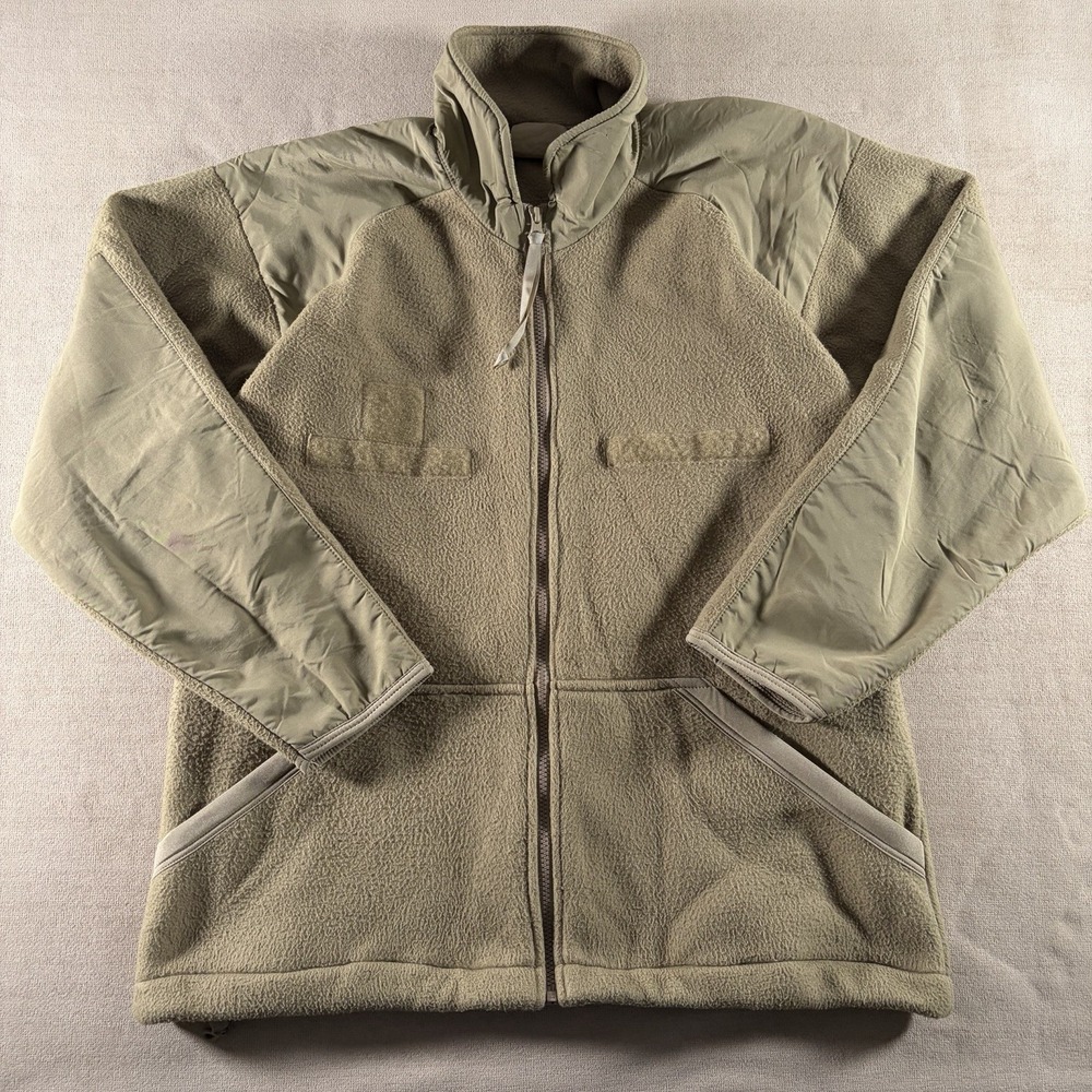 United Join Forces Military Fleece‎ Jacket Men's Large Tan Full Zip USA Made